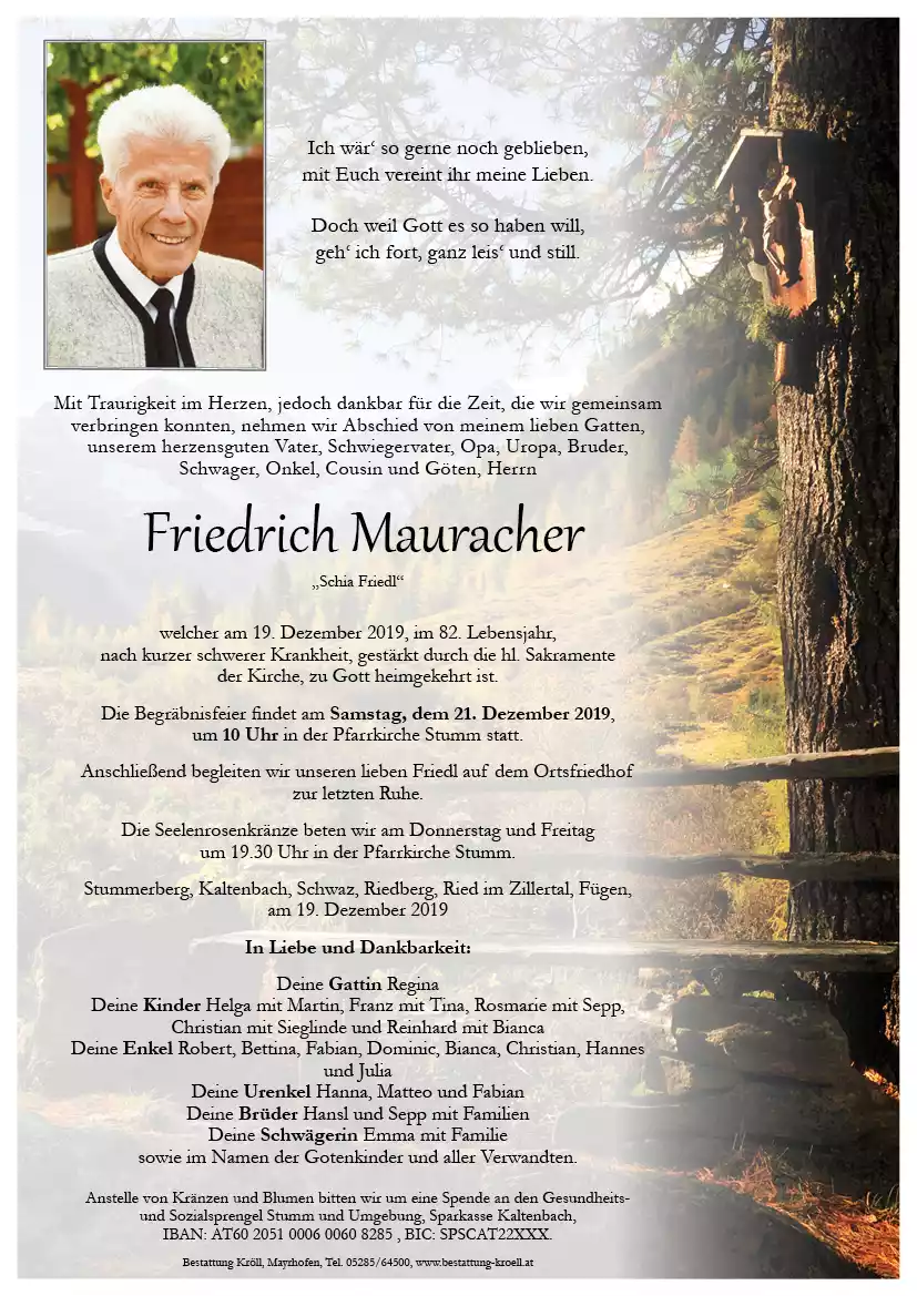 Parte von Friedrich Mauracher